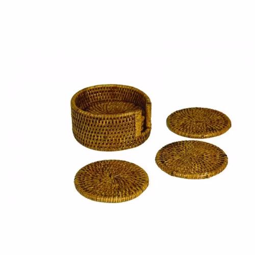 Glasunderlägg i rotting - 6 pack