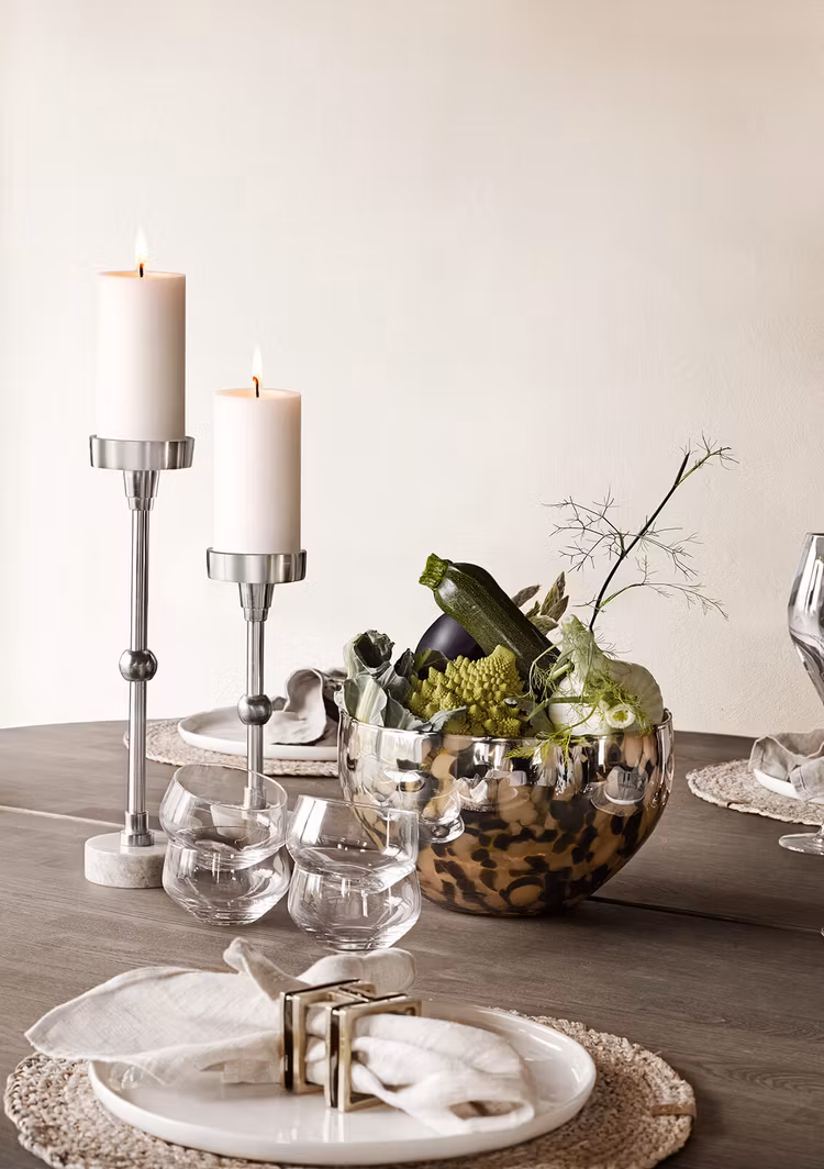 Ljusstakar Marble Art Beige 2-pack