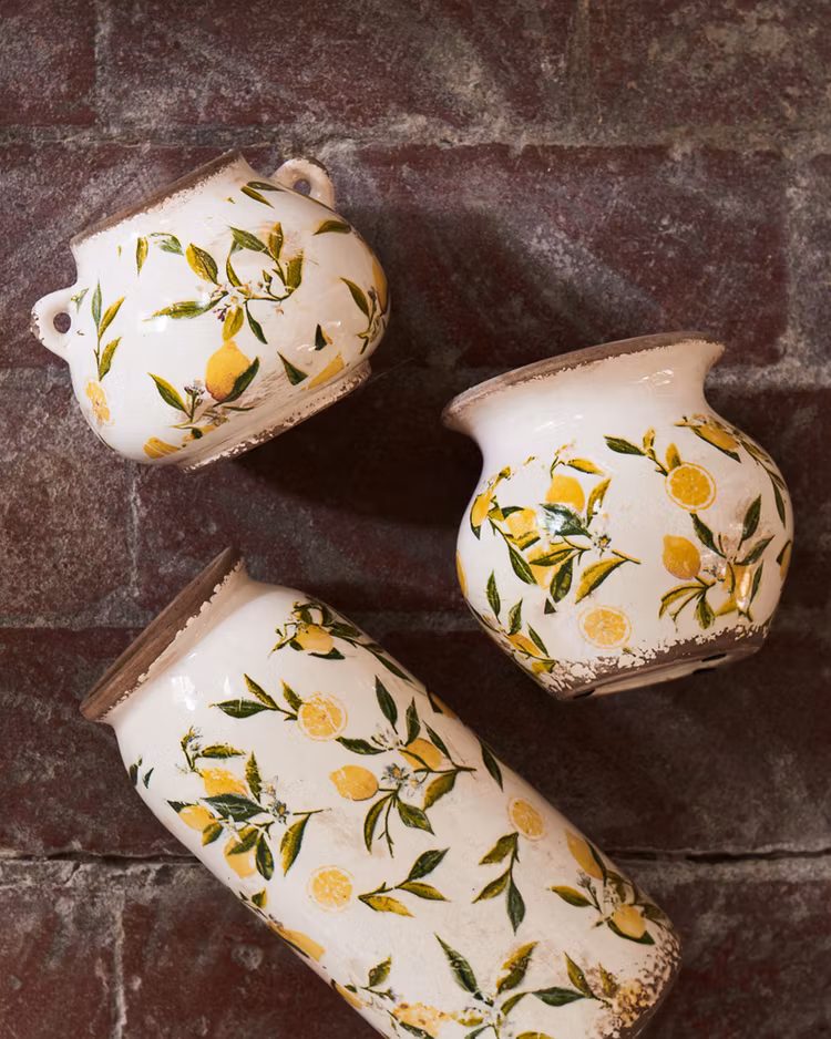 LEMONA Urna L, Vit/grön/gul