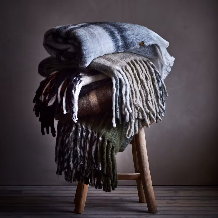 Filt FRASSE, Svart/grå/vit