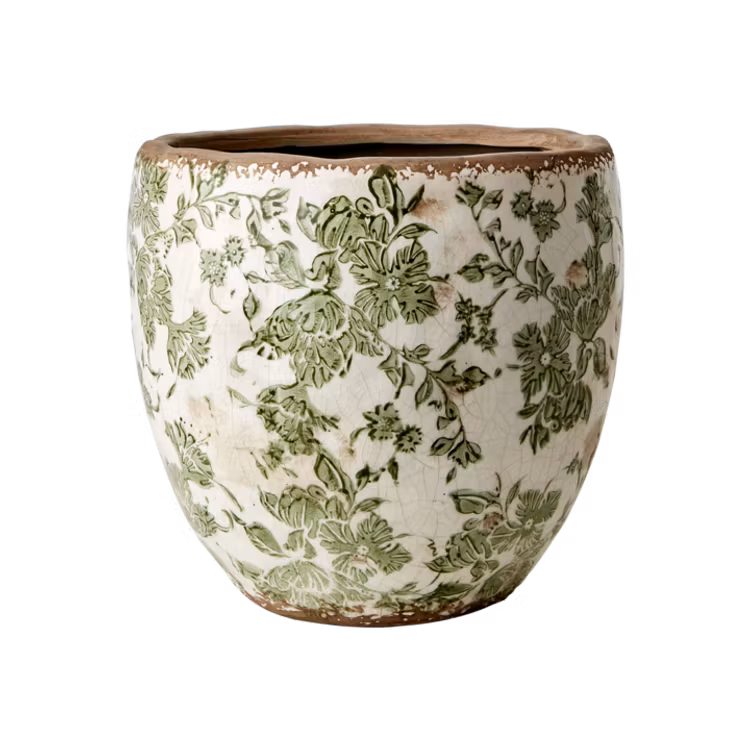 Kruka, VICTORIA, L, Vit/grön