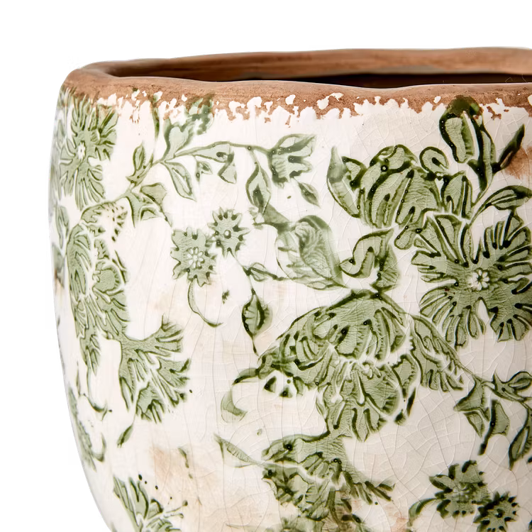 Kruka, VICTORIA, L, Vit/grön