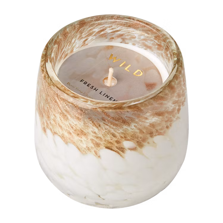 Doftljus WILD Fresh linen, Vit/Guld