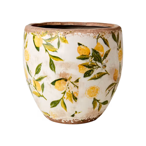 Kruka LEMONA M, Vit/grön/gul