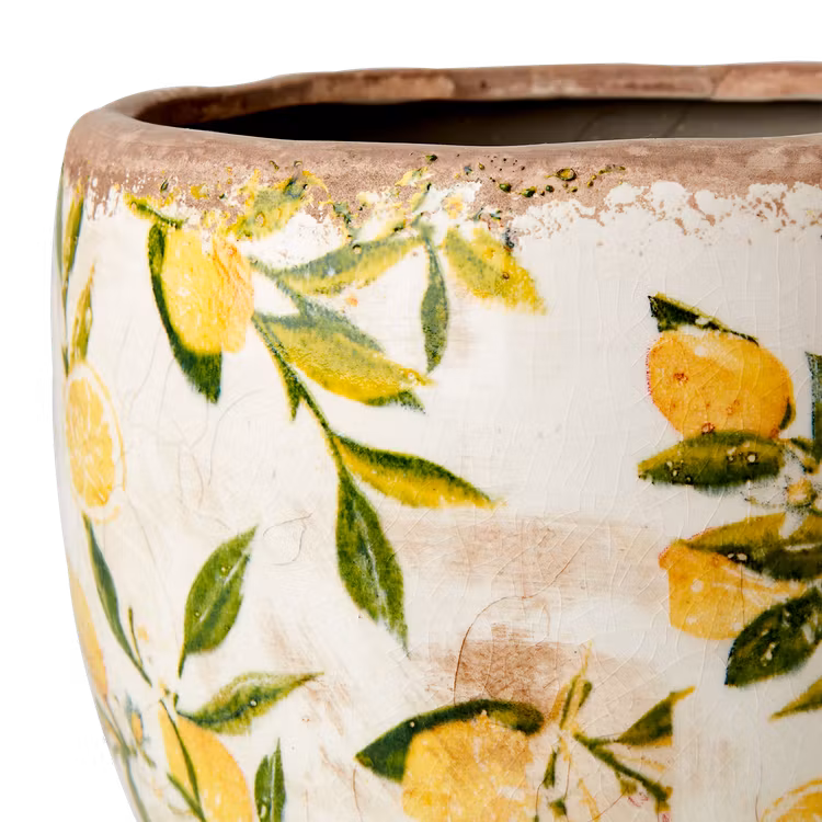 Kruka LEMONA M, Vit/grön/gul