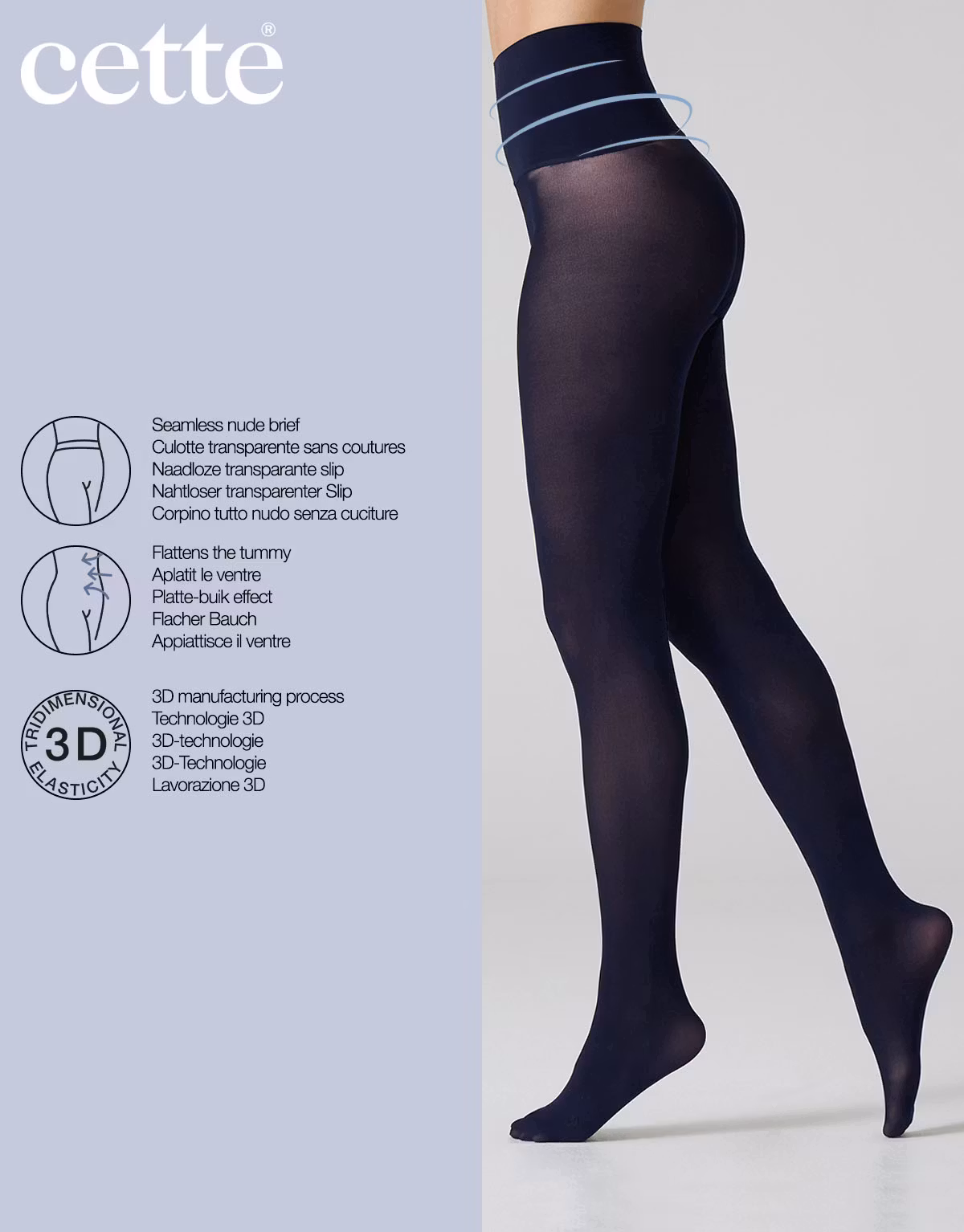 Sömlös blå strumpbyxa 50 den mikrofiber 2xl