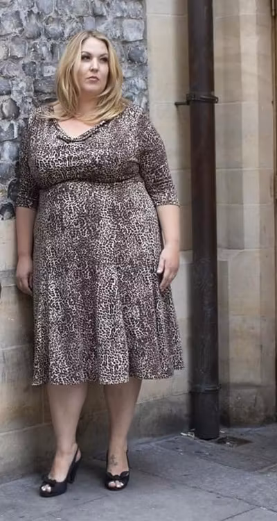 klänning leopard plus size stor storlek