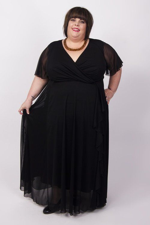 långklänning svart plus size stor storlek för maxidress