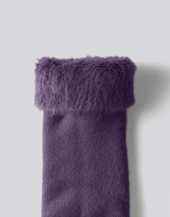 Ankelstrumpa med fluffig mudd lila