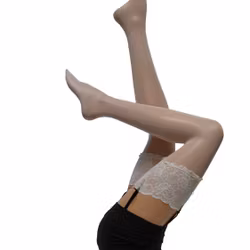 Bali stocking vit med bred spetskant 20 den XL