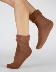 Ankelstrumpa med fluffig mudd Noisette brun