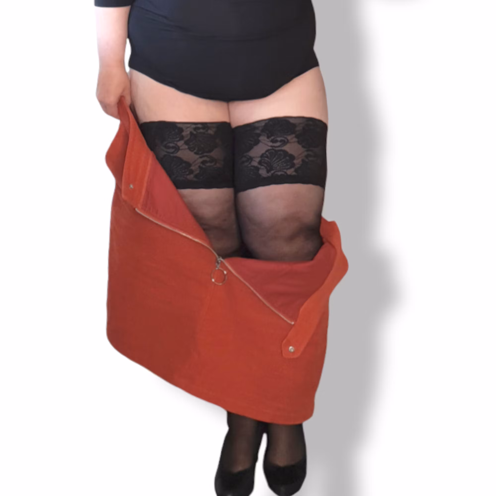 Svart Stay Up Delux 3XL bred spets