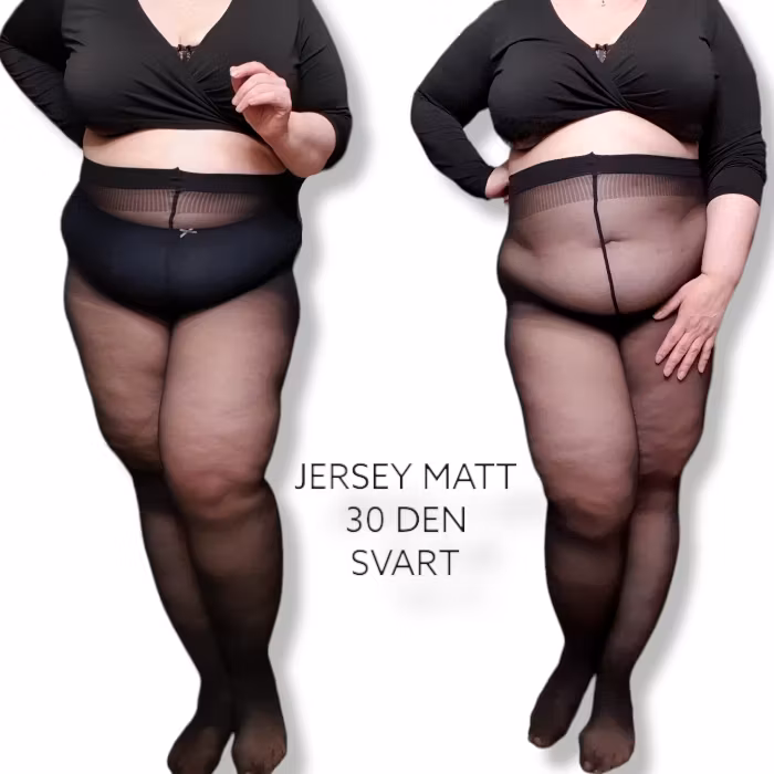 Jersey strumpbyxa matt 30 den svart 4XL