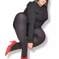 Devon ribbmönstrad svart strumpbyxa