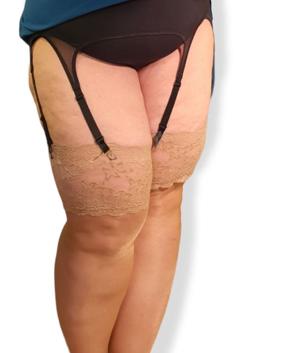 Luxury 20 blank brun stocking med spets