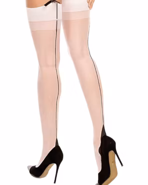 Delight 20 vit stockings med svart söm