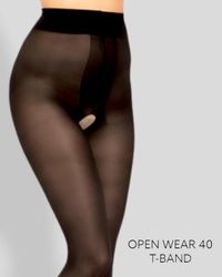 Open wear 40 Tband grenlös svart strumpbyxa