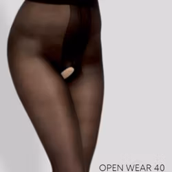 Open wear 40 Tband grenlös svart strumpbyxa