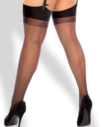 Delight 20 svart stockings med röd söm