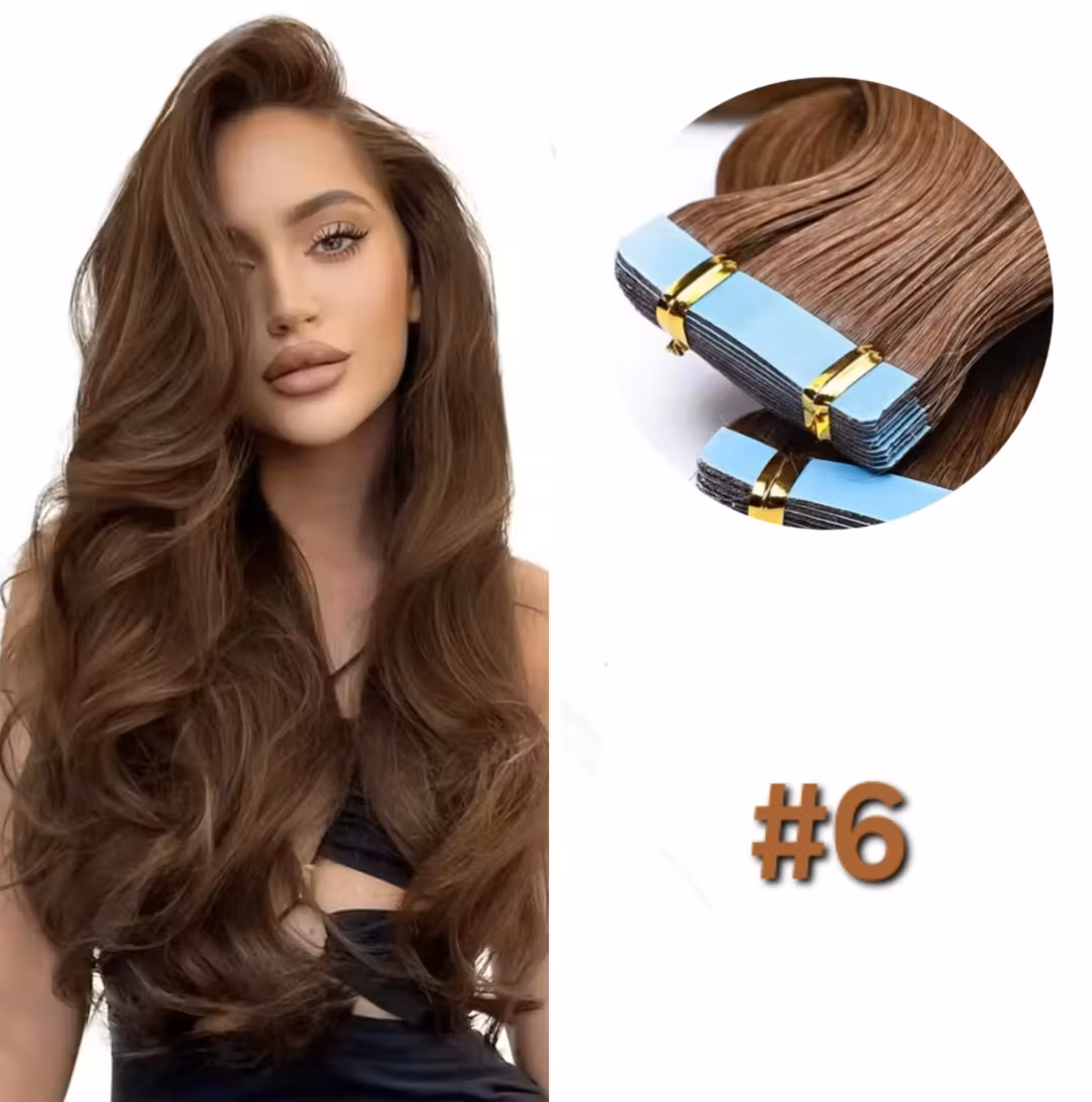 Invisible Tape in Extensions - Lovely Brown #6