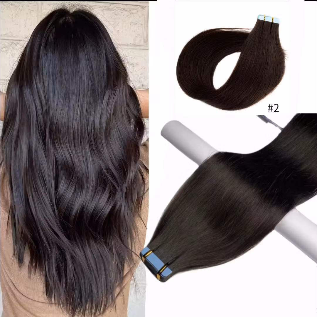 Invisible Tape in Extensions - #2 Dark Espresso Brown