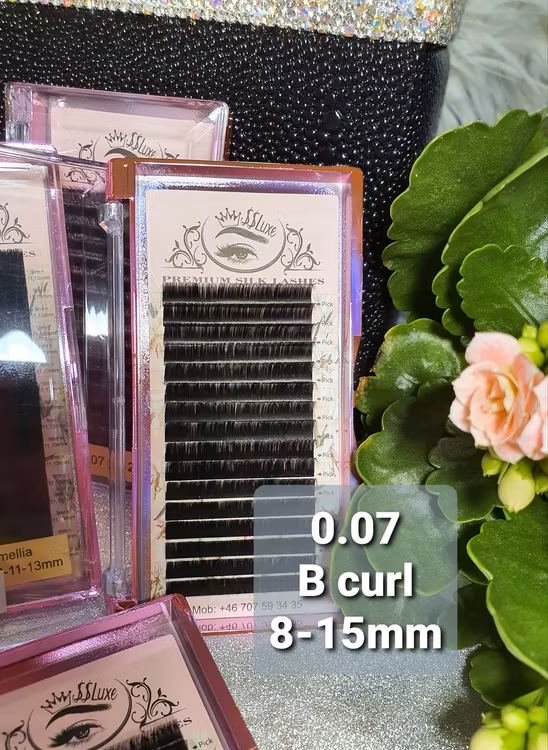 SS Luxe Fransar B böj 0.07 Premium Silk lashes 0.07-1.5 B curl 8-15 mm