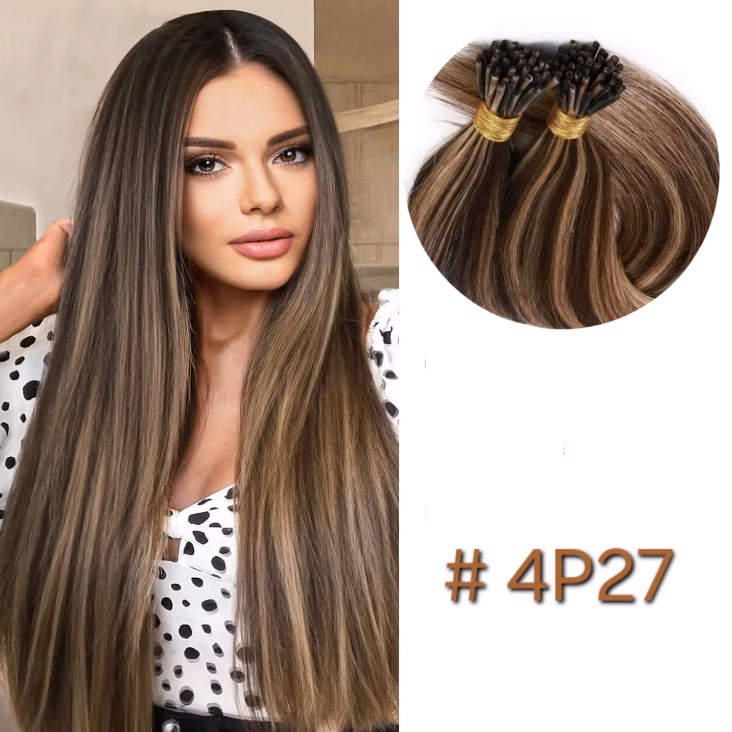 Microring extensions - #4P27 Medium Brown & Dark Blonde