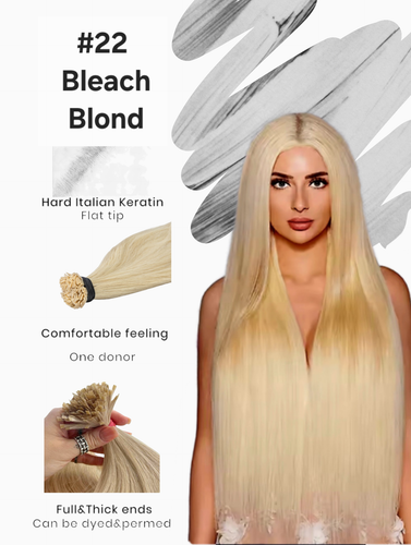 Keratin /Nail hair extensions  Flat-Tip # 22 Bleach Blonde