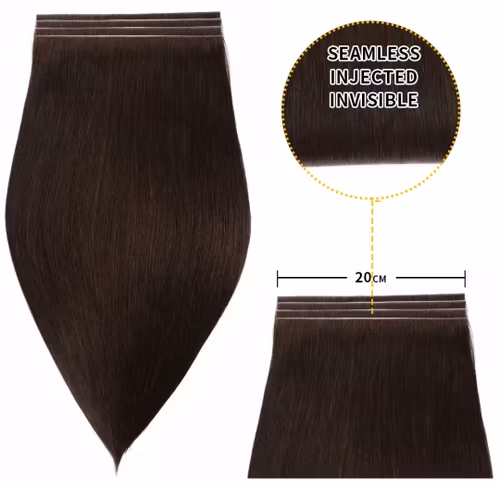 Long Seamless Invisible Tape In Hair Extension - #2 Darkest Brown