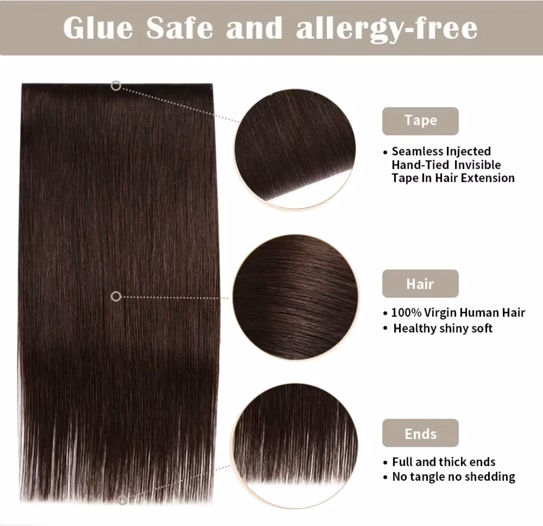 Long Seamless Invisible Tape In Hair Extension - #2 Darkest Brown