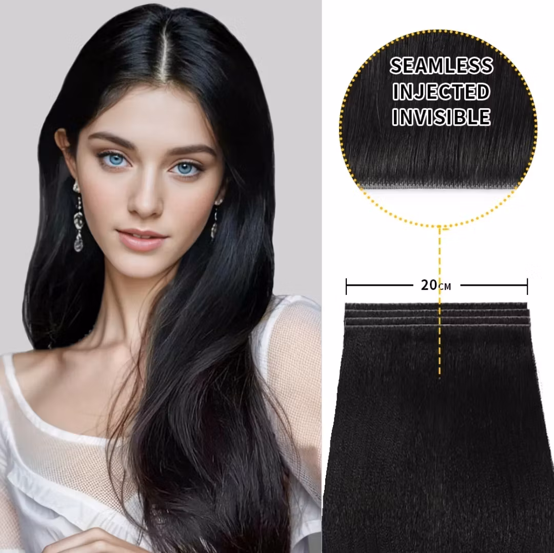 Long Seamless Invisible Tape In Hair Extension  - #1 Jet Black