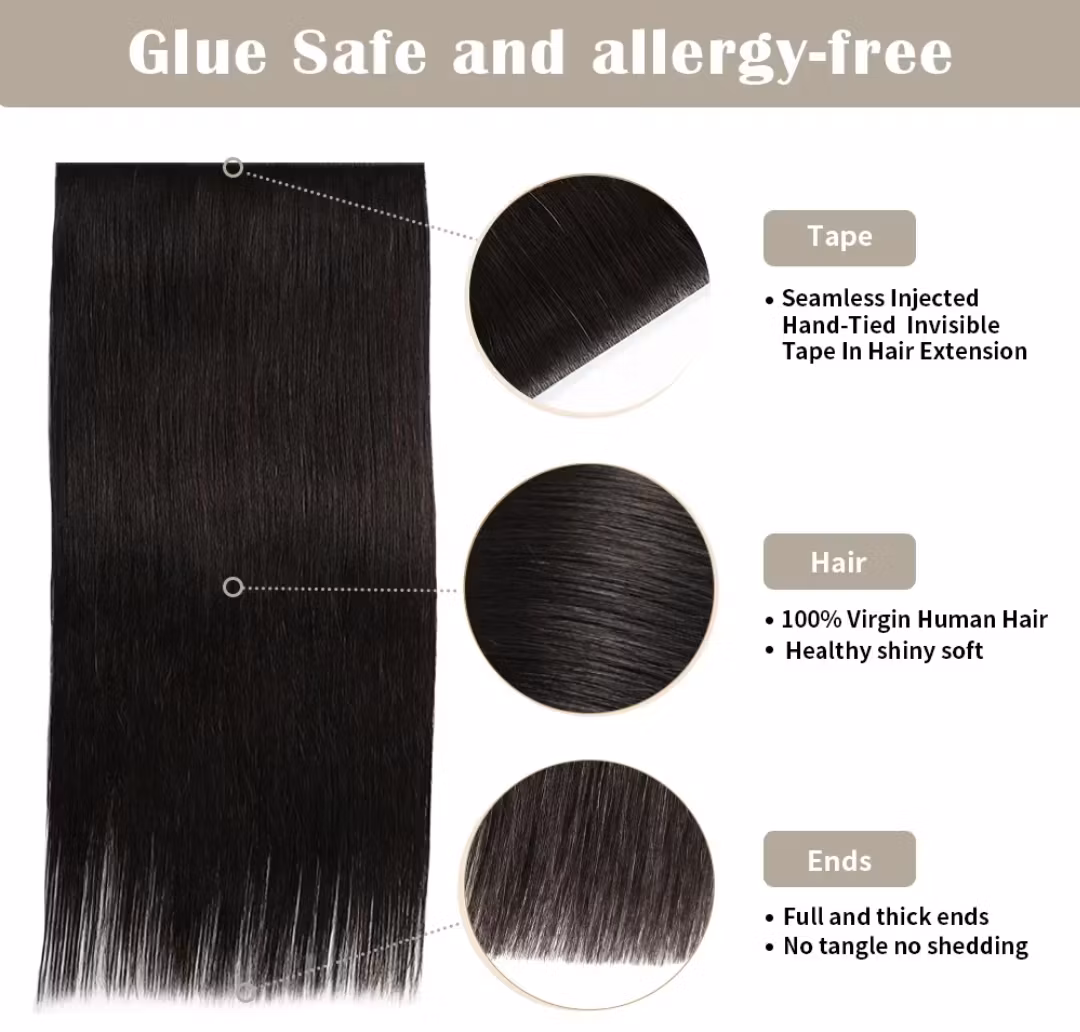 Long Seamless Invisible Tape In Hair Extension - #2B