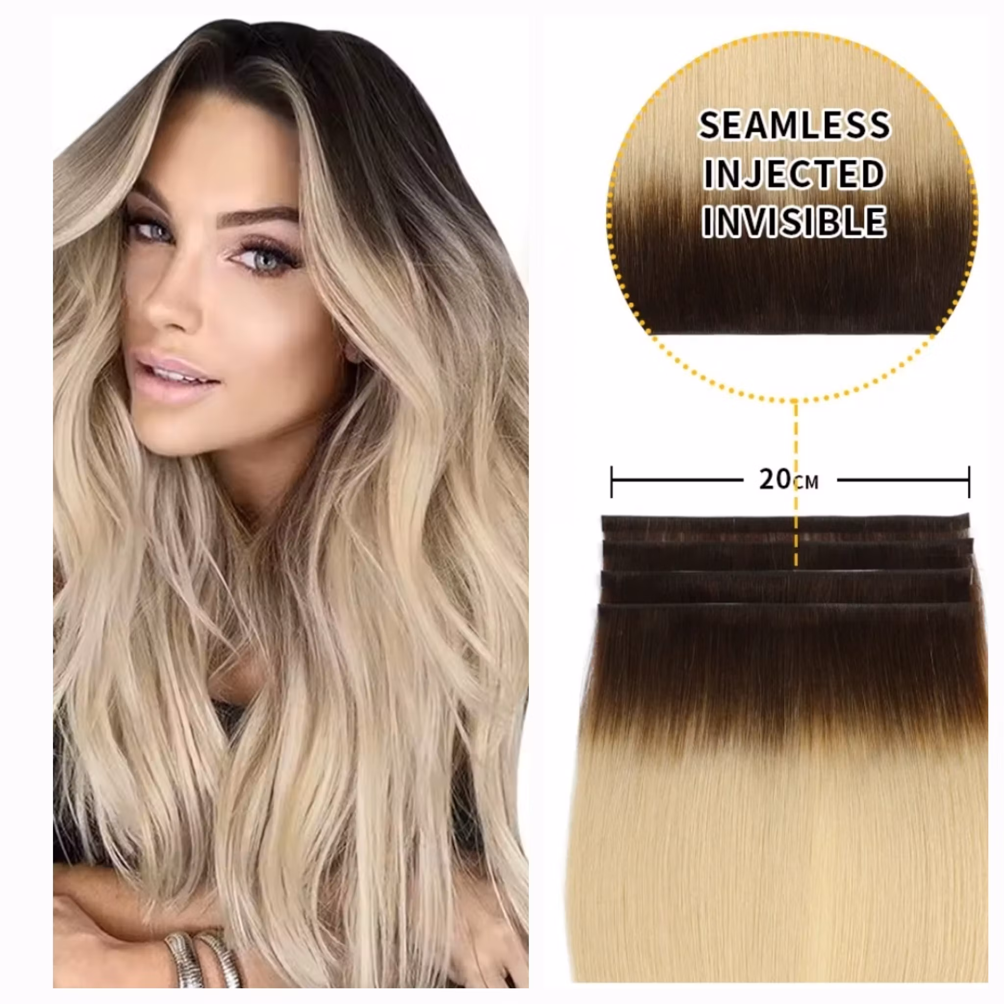 Long Seamless Invisible Tape In Hair Extension - #T2/60