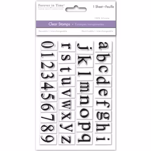 Clear stamps, alfabete, rakt gemena