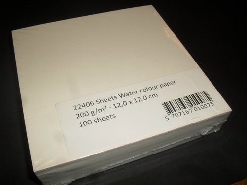 Akvarellpapper, stl. 12x12 cm, 200gr, 100ark