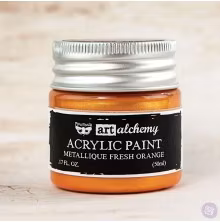 Prima Finnabair Art Alchemy Acrylic Paint 50ml - Metallique Fresh Orange