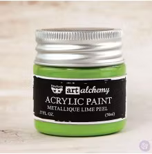 Prima Finnabair Art Alchemy Acrylic Paint 50ml - Metallique Lime Peel