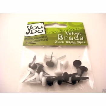 YouDo, Brads Round Velvet Black White 18pcs
