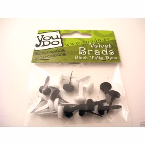 YouDo, Brads Round Velvet Black White 18pcs