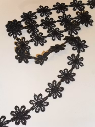 Band, spets Black, blomma 2 cm