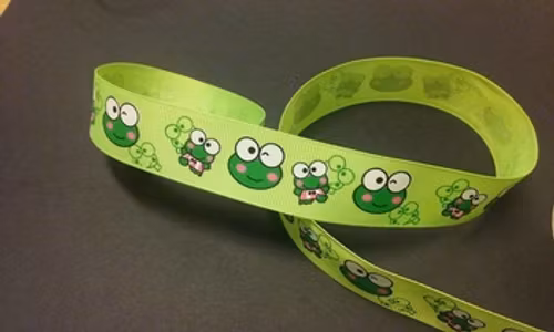 Grosgrain med tryck, 25mmx1m, Frogs  740606