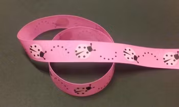 Grosgrain med tryck, 25mmx1m, Ladybug  740611