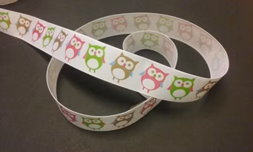 Grosgrain med tryck, 25mmx1m, Owl  740608