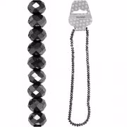 Fasettpärlor, glas 3-4mm, 100st Black metallic