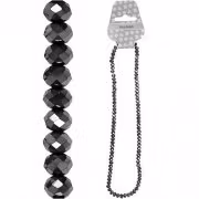 Fasettpärlor, glas 5-6mm, 100st Black metallic