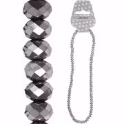 Fasettpärlor, glas 5-6mm, Grey metallic