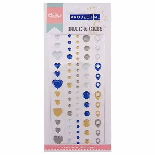 Enamel dots & hearts - Blue  & gray