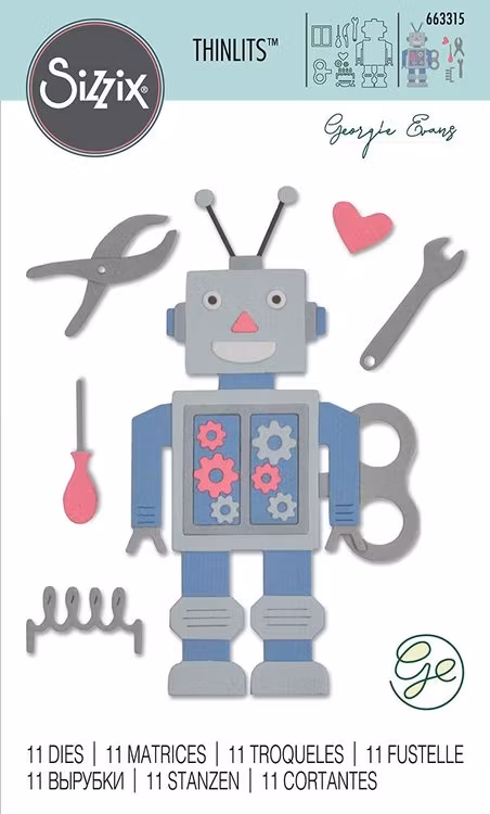 663315 Sizzix Thinlits Die Set 11PK - 50s robot