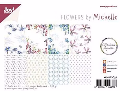 Joy!Crafts, A4 Papper 12st - Flowers by Michelle
