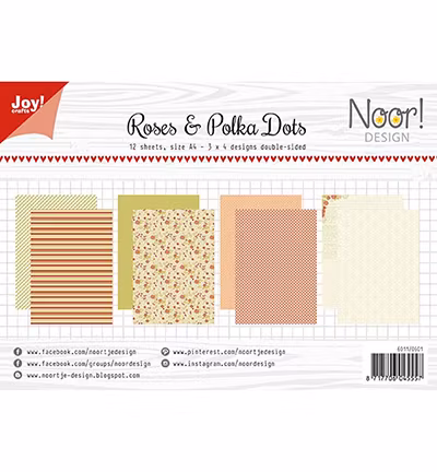Joy!Crafts, A4 Papper 12st - Roses and polkadots